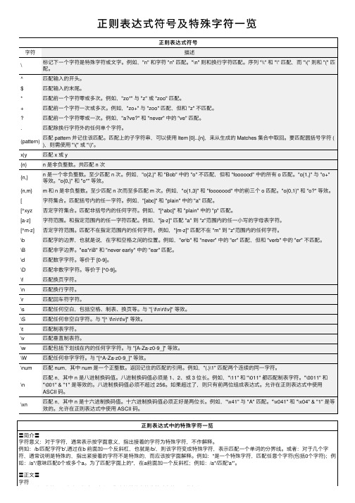 正则表达式符号及特殊字符一览