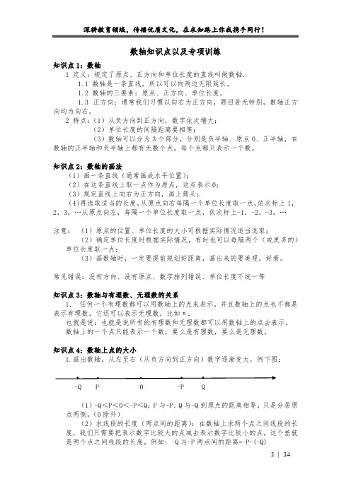 数轴知识点以及专项训练(含答案解析)