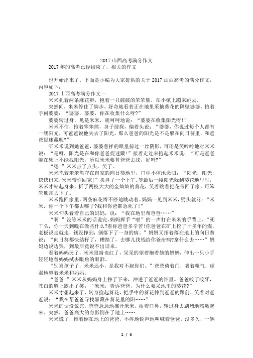 2017山西高考满分作文