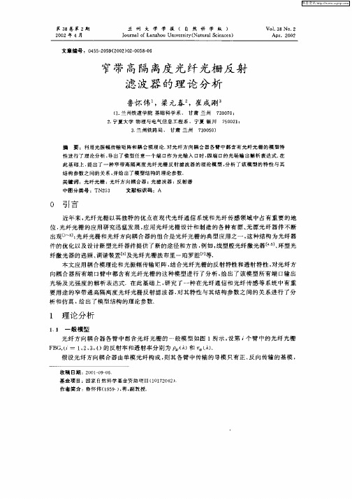 窄带高隔离度光纤光栅反射滤波器的理论分析