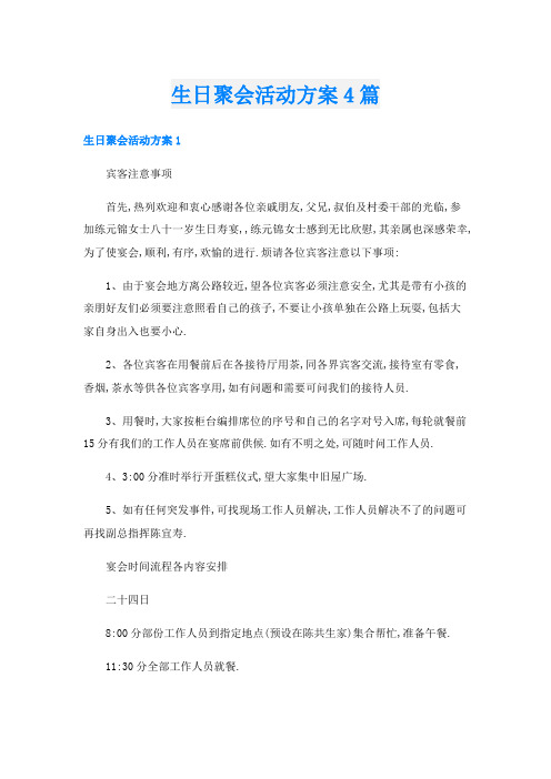 生日聚会活动方案4篇