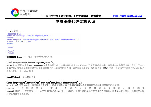 网页基本代码结构认识