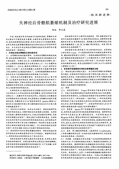 失神经后骨骼肌萎缩机制及治疗研究进展