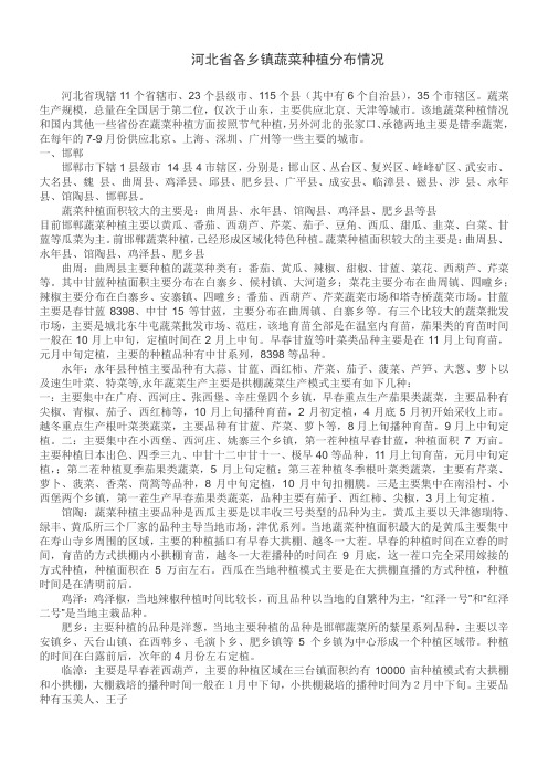 河北省各县市蔬菜分布介绍.
