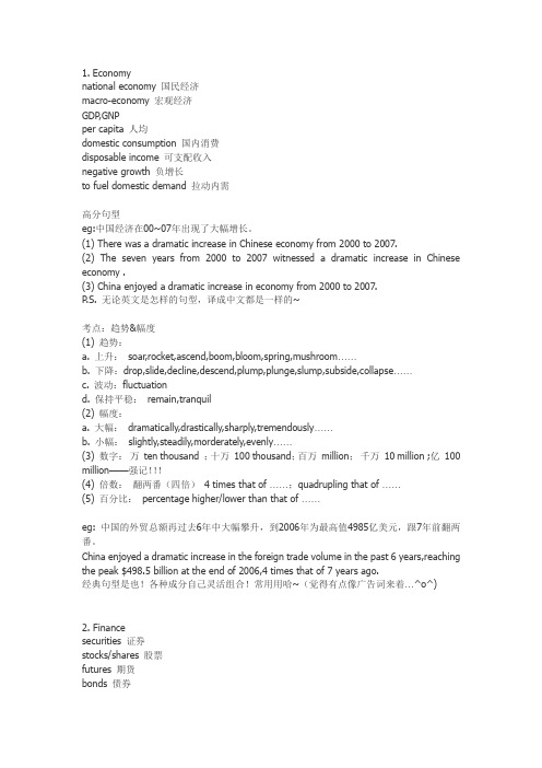 关于经济政治的英语实用词组