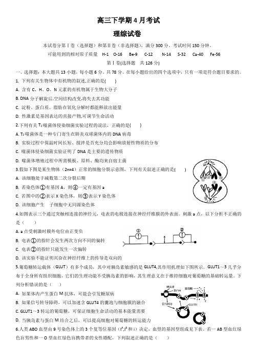 辽宁省辽河油田第二高级中学2020届高三4月模拟考试理科综合试题 (含答案)