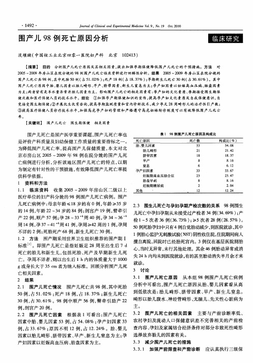 围产儿98例死亡原因分析