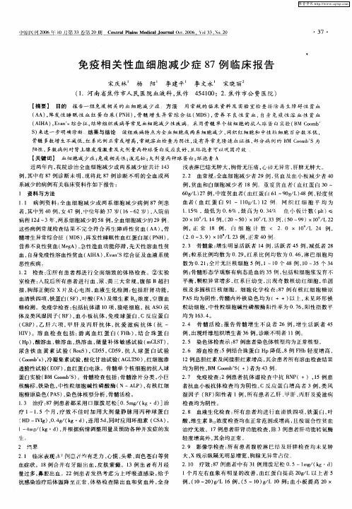 免疫相关性血细胞减少症87例临床报告