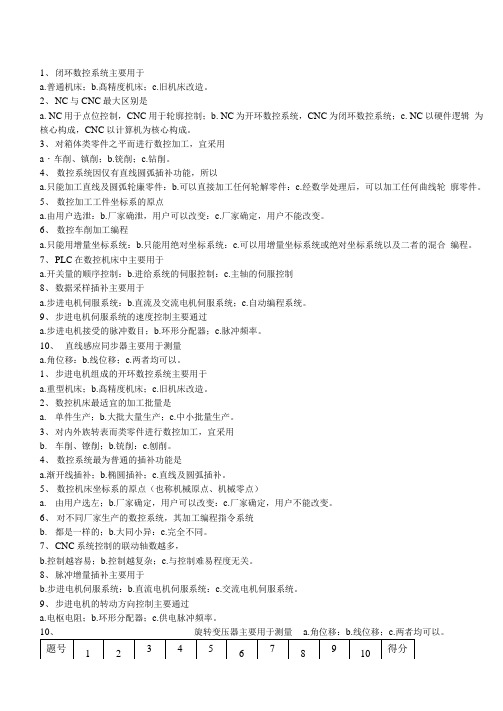 数控机床考试题及答案