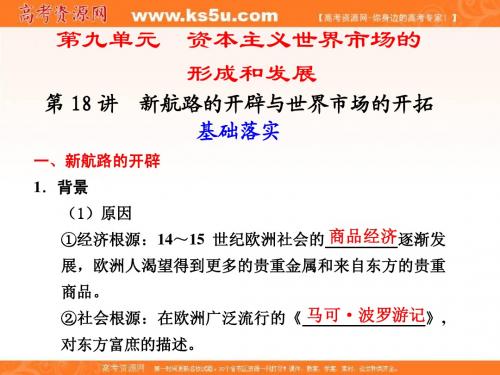 【岳麓版历史】步步高2012版大一轮复习讲义(课件)第九单元 第18讲 新航路的开辟与世界市场的开拓