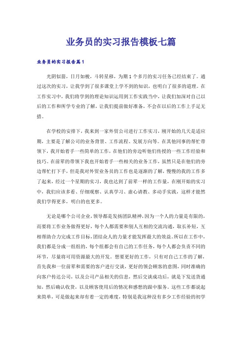 业务员的实习报告模板七篇