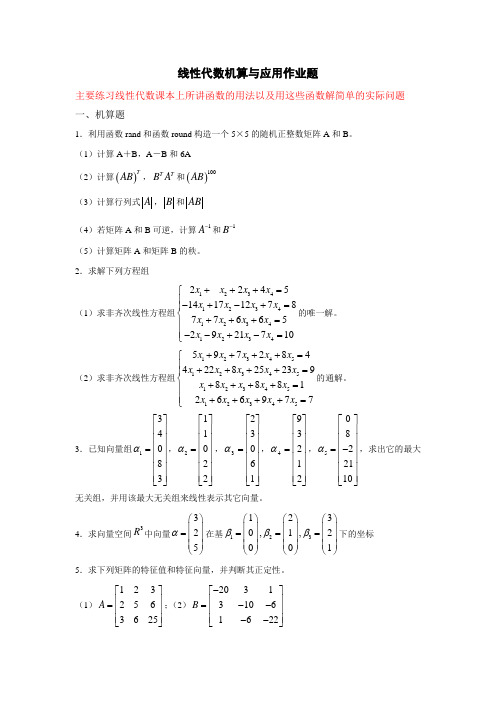 线性代数上机作业一
