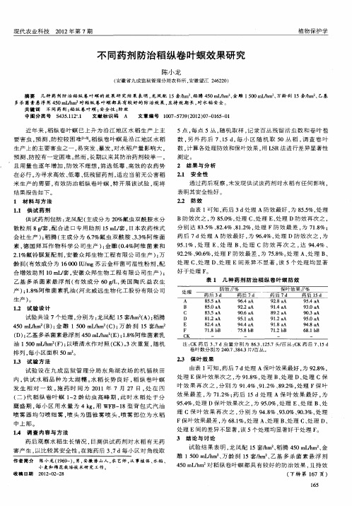 不同药剂防治稻纵卷叶螟效果研究
