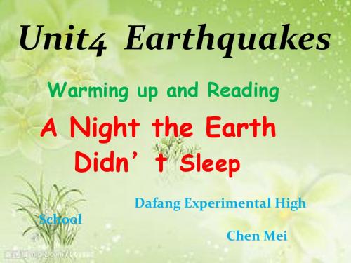 人教高中英语Unit4 Earthquakes阅读PPT