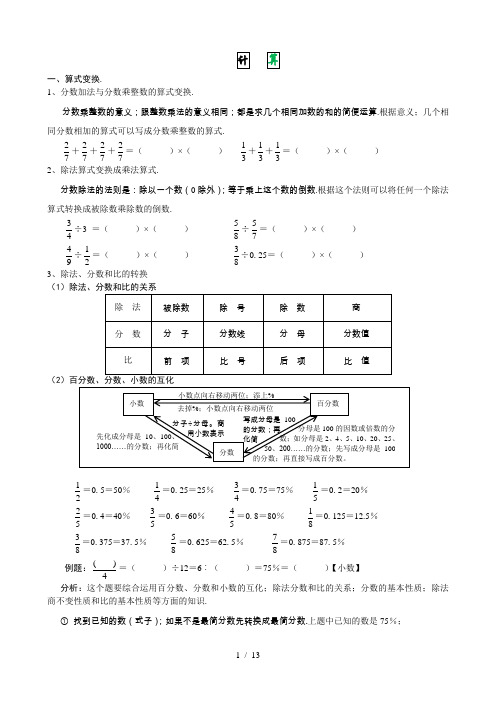 六年级年级上册数学易考易错题集锦(附考点及题型)