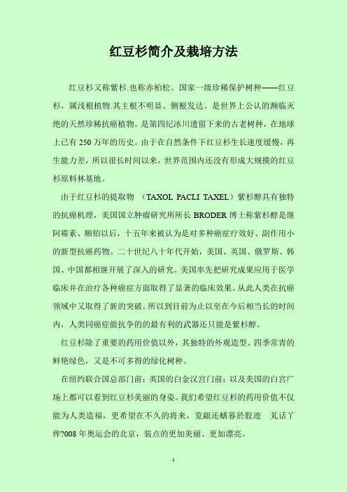 红豆杉简介及栽培方法