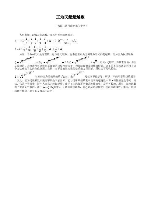 王为民超超越数