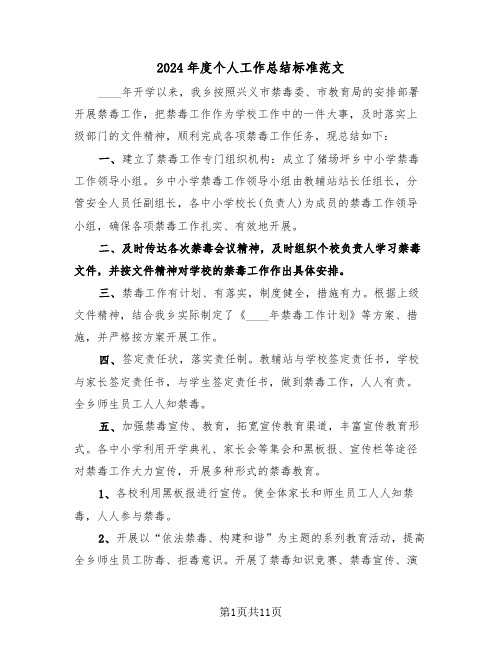 2024年度个人工作总结标准范文(四篇)