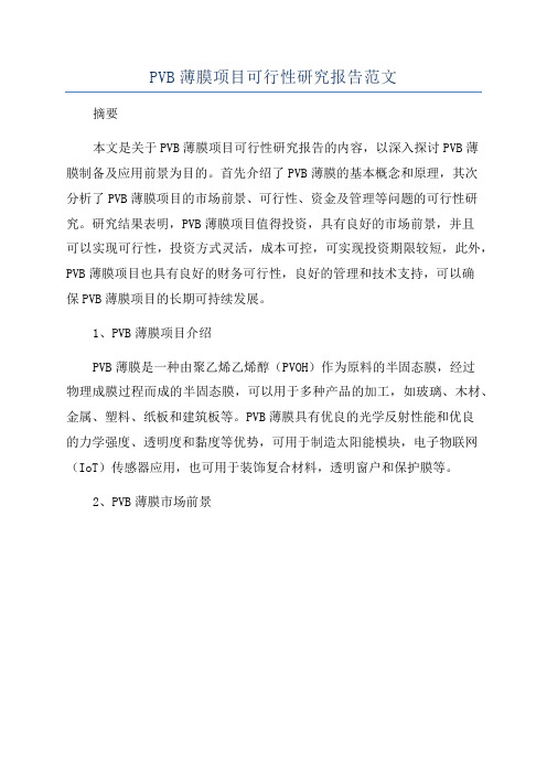 PVB薄膜项目可行性研究报告范文