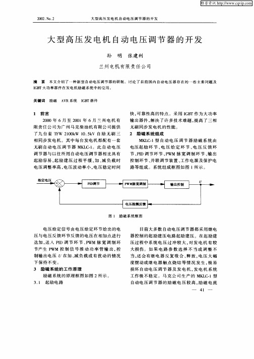 大型高压发电机自动电压调节器的开发