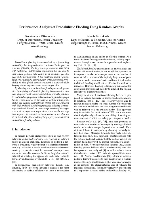 Performance Analysis of Probabilistic Flooding Using Random Graphs
