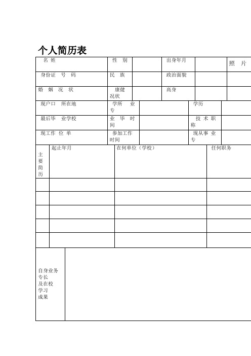 舞蹈专业个人简历模板下载