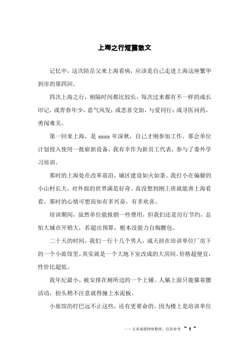 上海之行短篇散文