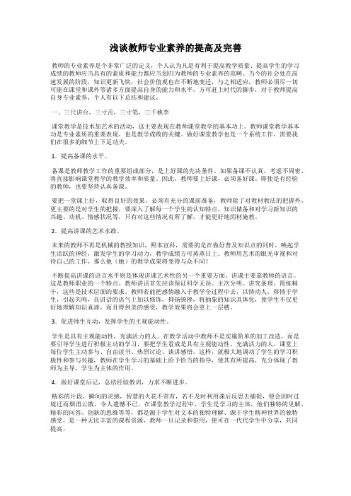 浅谈教师专业素养的提高及完善