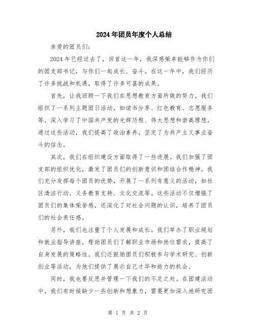 2024年团员年度个人总结
