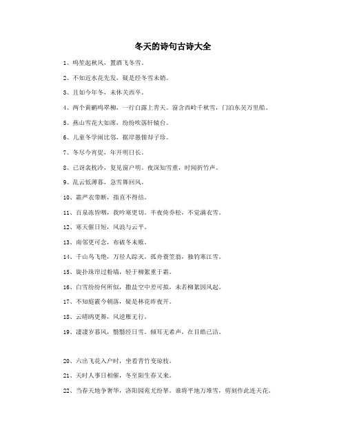 冬天的诗句古诗大全