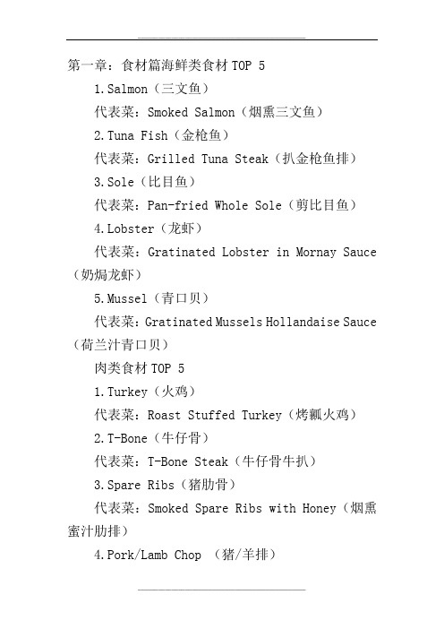 各国食物英文对照