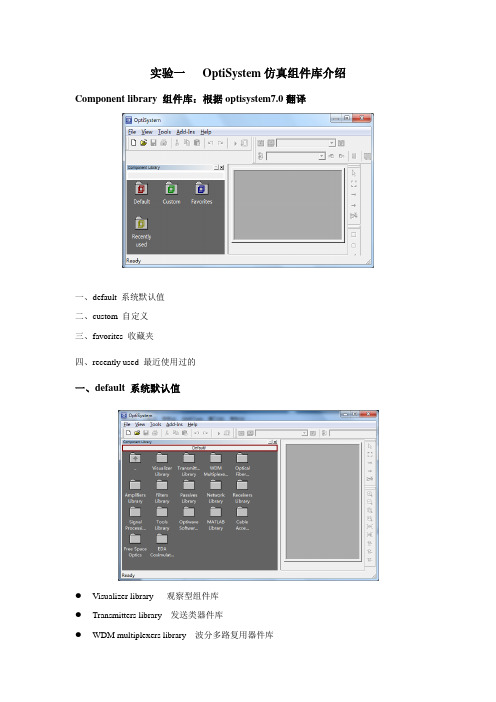 实验一OptiSystem仿真组件库介绍