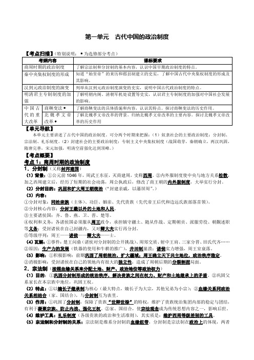 2012高考历史复习提要及近三年高考真题  必修一第1单元_古代中国的政治制度