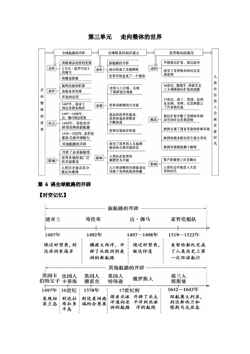 高中历史统编版(2019)必修中外历史纲要下第三单元 走向整体的世界复习提纲