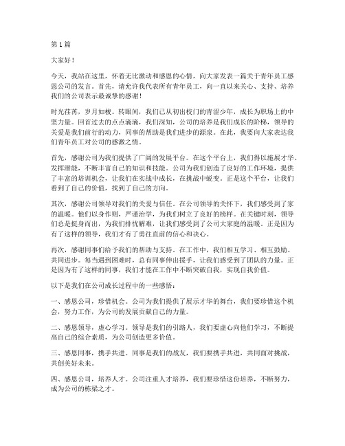 青年员工感恩公司发言稿(3篇)