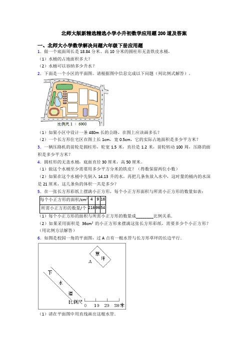 北师大版新精选精选小学小升初数学应用题200道及答案