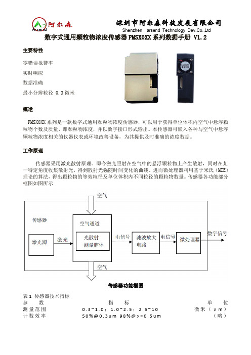 激光PM2.5传感器模块PMS1003手册