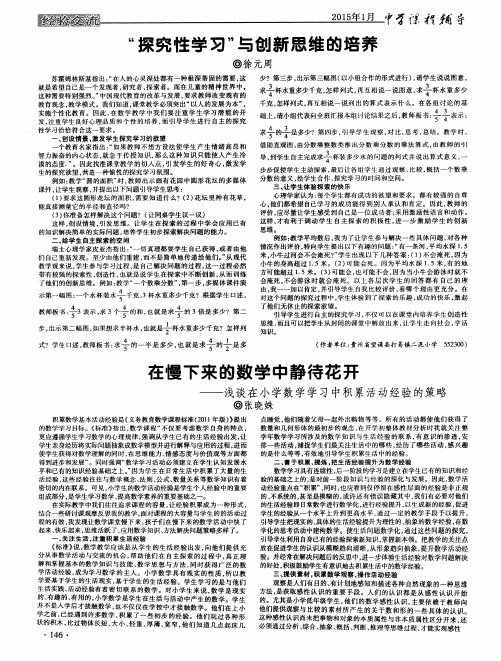 在慢下来的数学中静待花开——浅谈在小学数学学习中积累活动经验的策略