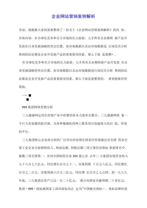 企业网站营销案例解析