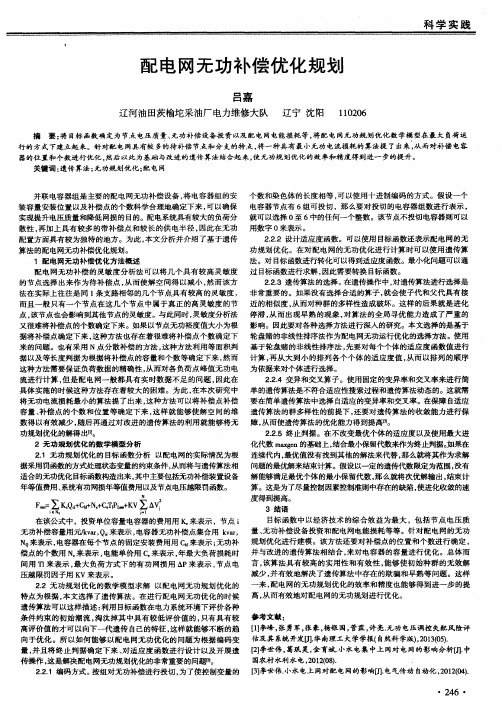 配电网无功补偿优化规划