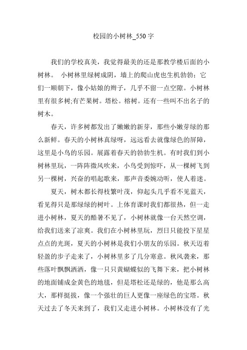 校园的小树林【优秀作文】550字