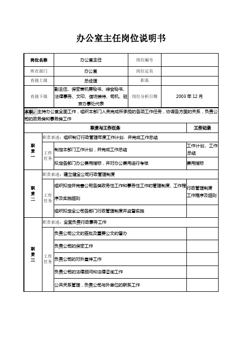 北大纵横-—西安秦川—岗位说明书-贾1208-2