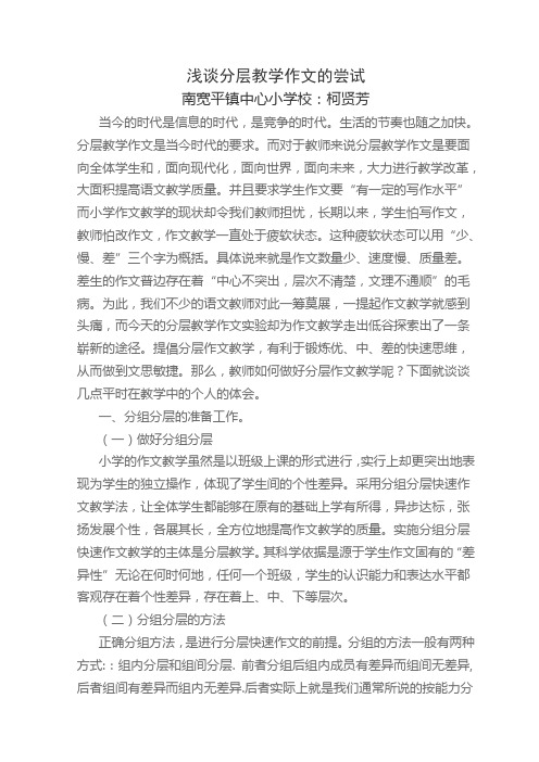 浅谈分层教学作文的尝试