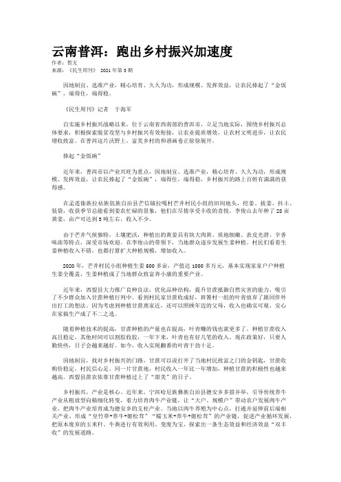 云南普洱：跑出乡村振兴加速度