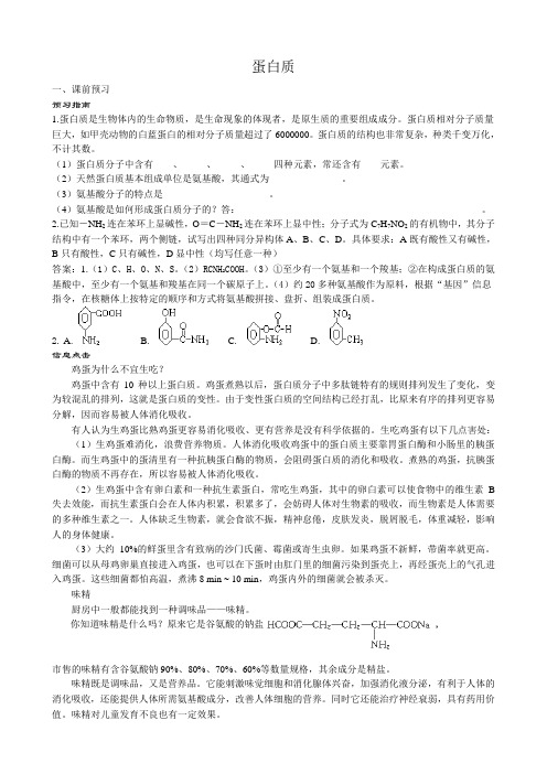 人教版高中化学第二册必修+选修蛋白质