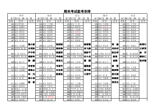期末考试监考安排