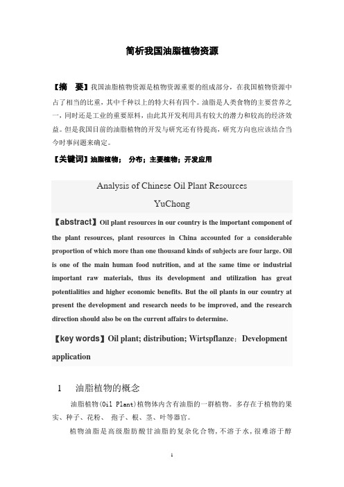 简析我国油脂植物资源