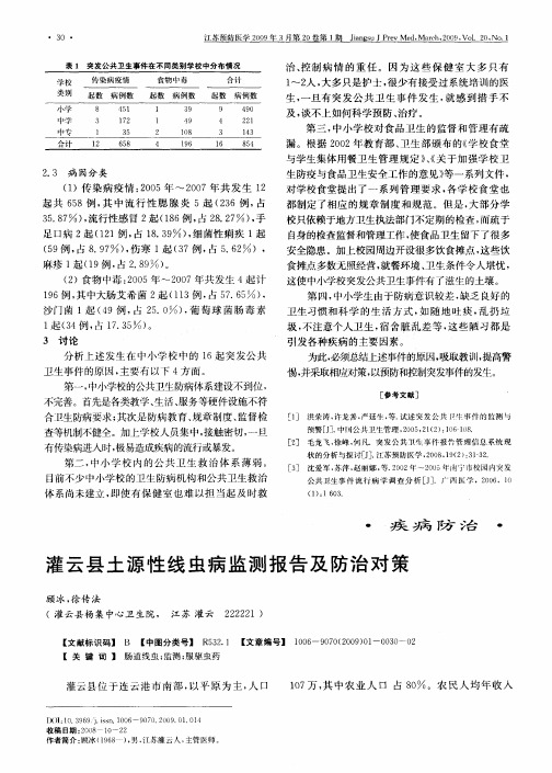 灌云县土源性线虫病监测报告及防治对策