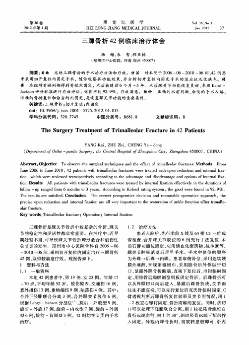三踝骨折42例临床治疗体会