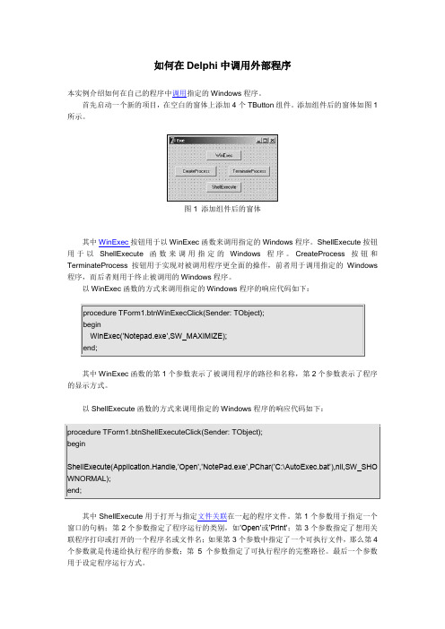 如何在Delphi中调用外部程序